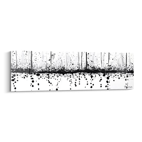 Quadro macchiato in bianco e nero di Walensky con motivi astratti e texture ricca
