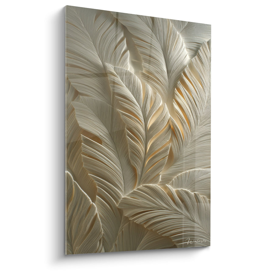 Quadro Piume Dorate in Rilievo Tridimensionale - Eleganza Scultorea - Edizione Plume