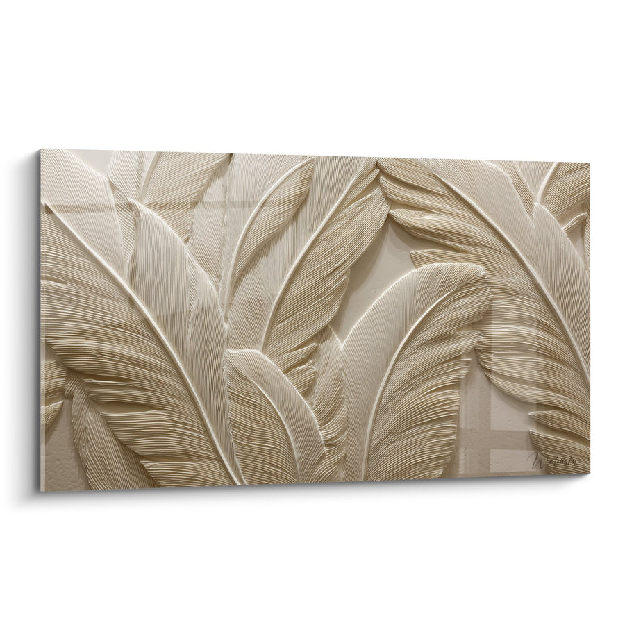 Golden Feathers Relief Wall Art with Sculptured Texture - Natural Harmony - Feather Edition