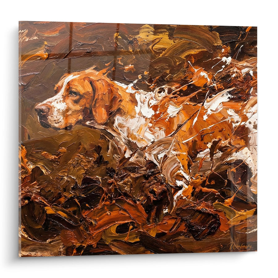 Tableau Pointer Anglais dans Feuillage Automnal - Chasse Passionnée - Edition Pointer Anglais