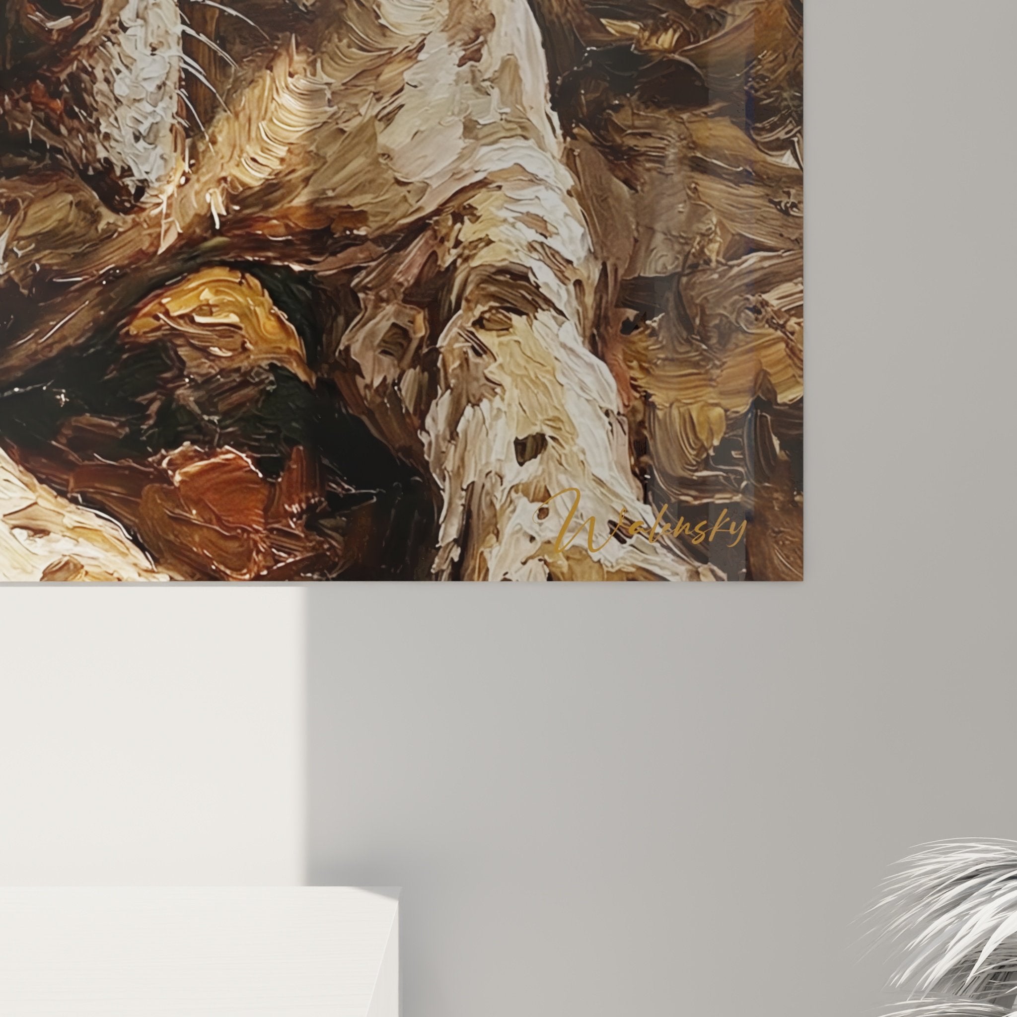 Quadro Pointer Inglese in una situazione d'uso in interni contemporanei, elegante decorazione murale