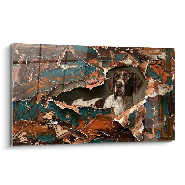 Tableau Chien Pointer dans Écorces Déchirées - Regard Perçant - Edition Pointer Anglais