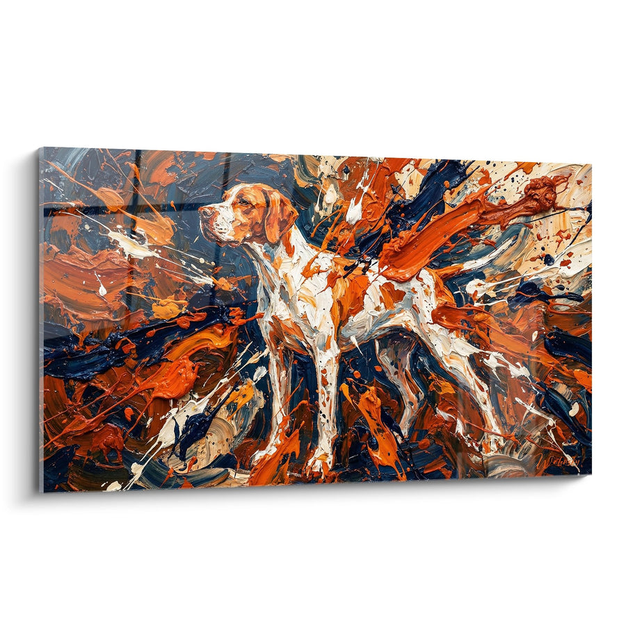 Tableau Chien Blanc et Orange dans Explosion de Couleurs - Énergie Pure - Edition Pointer Anglais