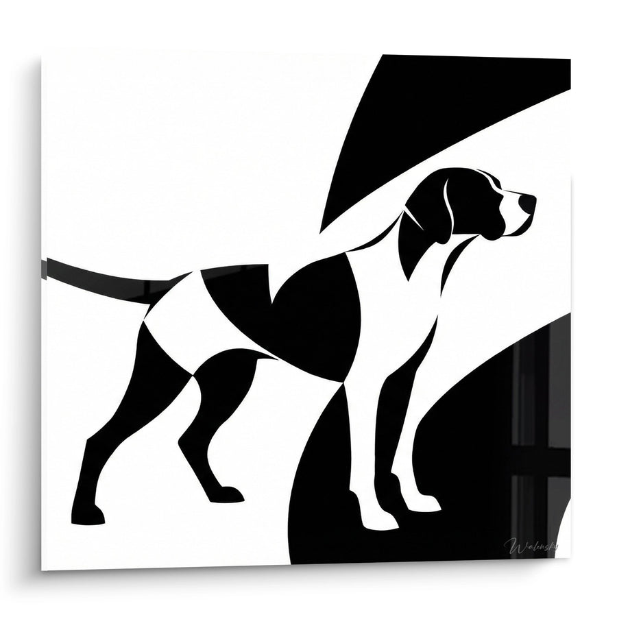 Tableau Chien en Silhouette Géométrique Noir et Blanc - Portrait Canin Moderne - Edition Pointer Anglais