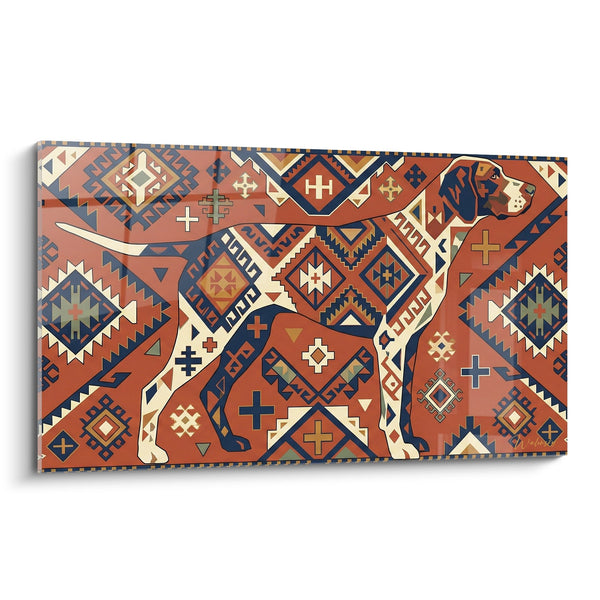 Cuadro de Perro con Motivos Geométricos Étnicos - Mosaico Tribal - Edición Pointer Inglés