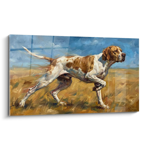 Cuadro de Perro en Movimiento sobre Pradera Dorada - Elegancia Canina - Edición Pointer Inglés
