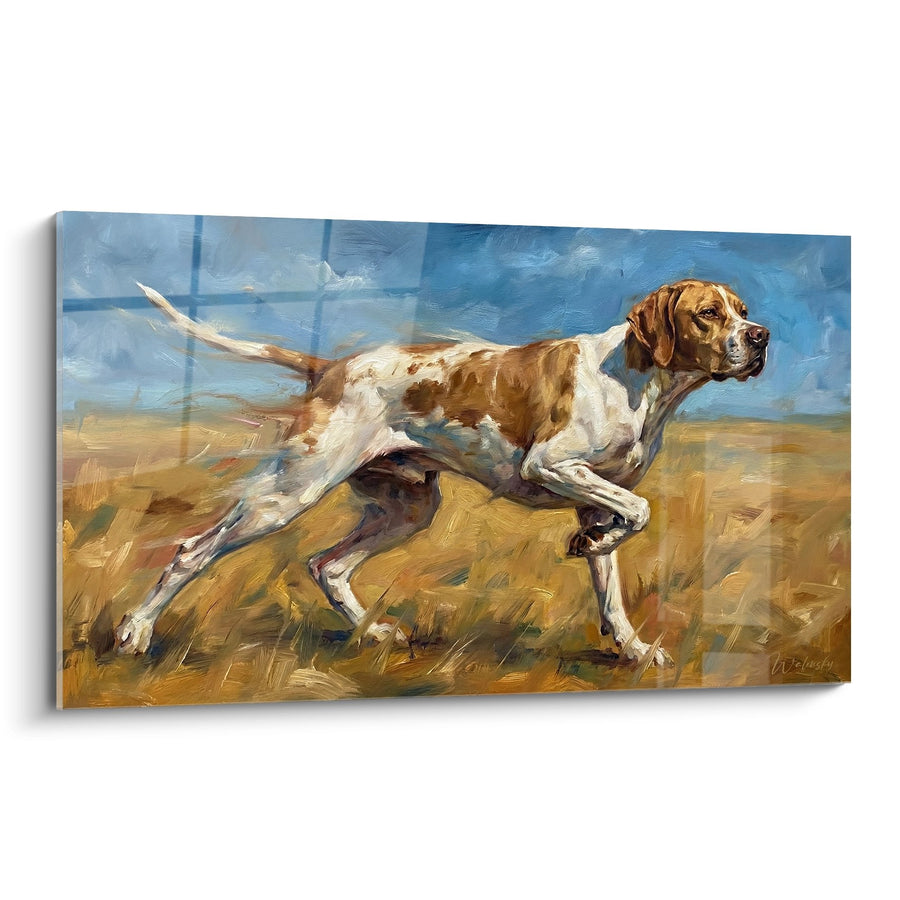 Tableau Chien en Mouvement sur Prairie Dorée - Élégance Canine - Edition Pointer Anglais