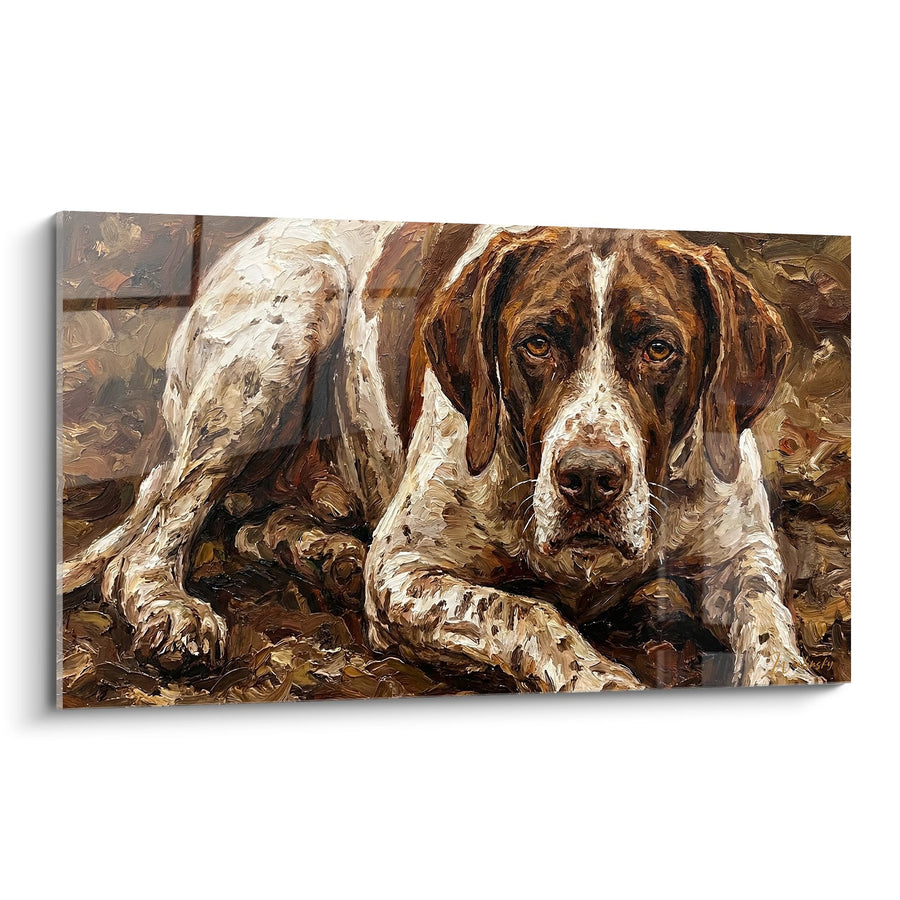 Tableau Chien aux Tons Bruns Couché - Portrait Expressif - Edition Pointer Anglais