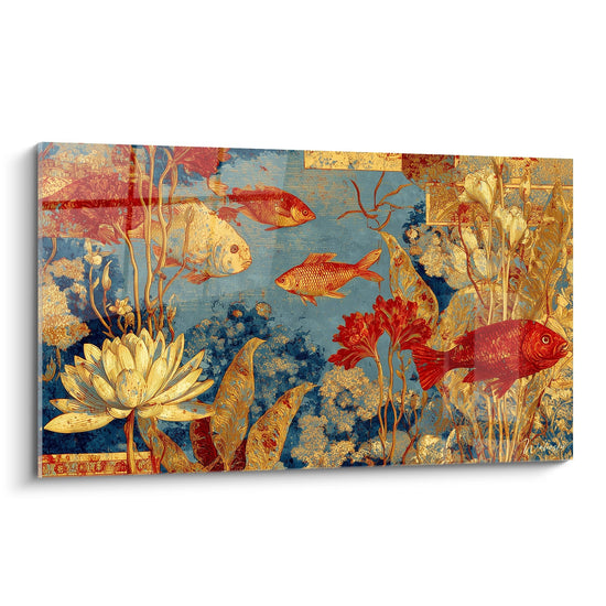 Tabel vissen gouden lotus - Oosterse water tuin - editie zeebodem