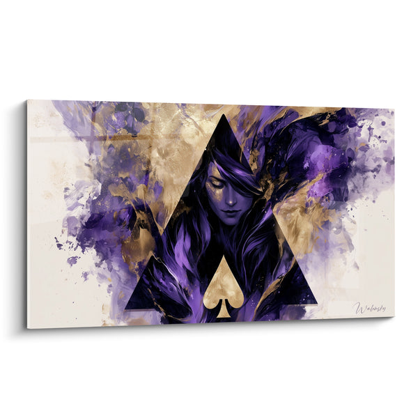 Tableau Femme violette et dorée pique triangulaire - Silence énigmatique - Edition poker