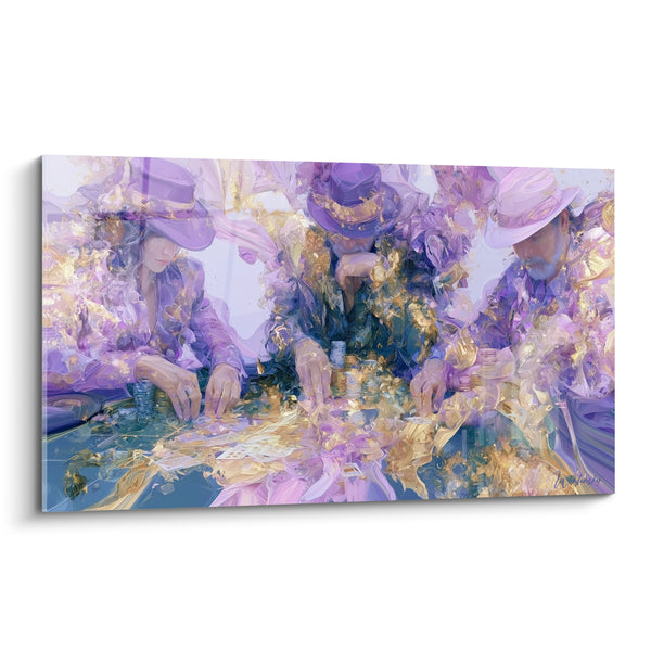 Tableau Joueurs à chapeaux violets et dorés - Mise décisive - Edition poker