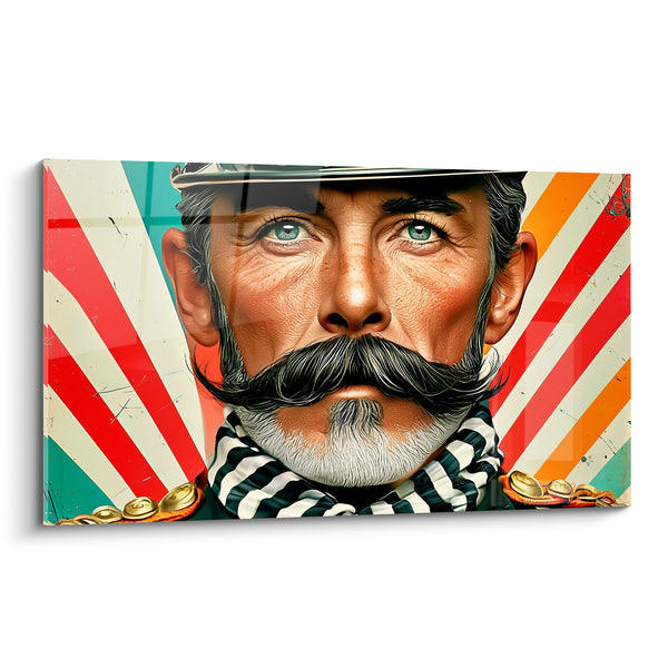 Tableau Officier moustachu casquette rouge turquoise - Capitaine d'un autre temps - Edition Police