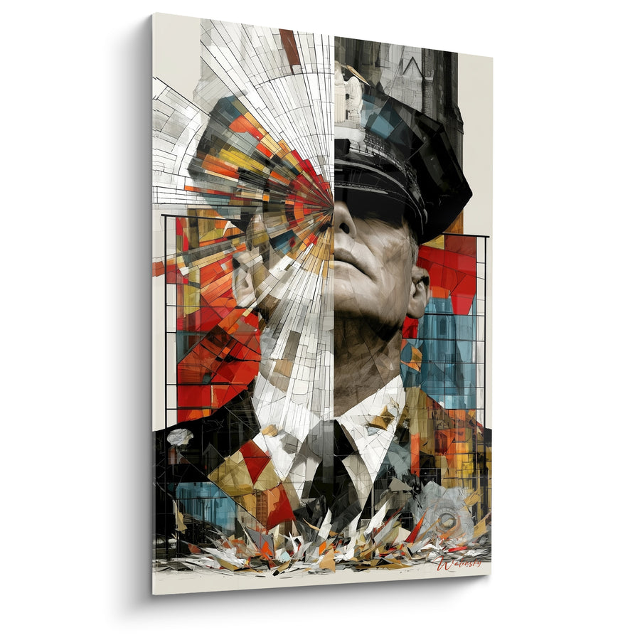 Tableau Officier au visage fragmenté rouge et bleu - Fracture urbaine - Edition Police
