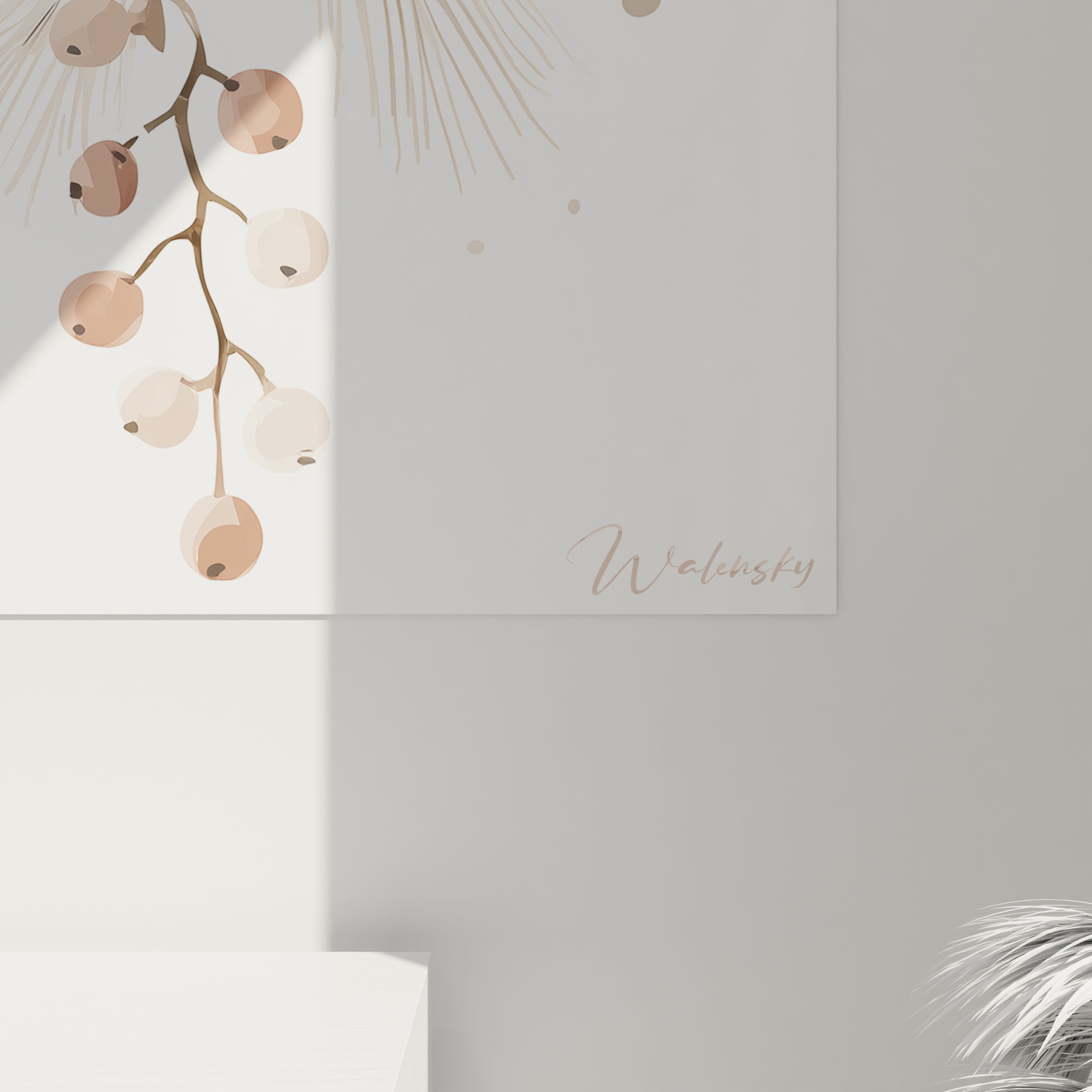 Tableau mural décoratif Walensky avec motif de pomme de pin Noël en couleurs douces