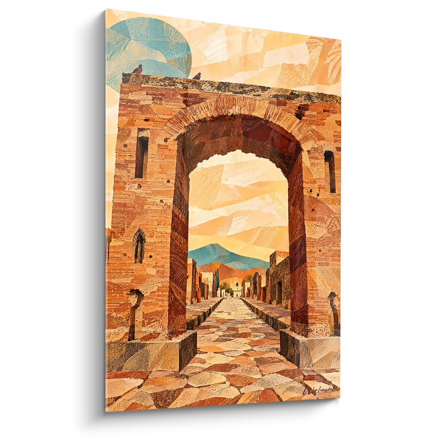 Tableau Arche antique terracotta et ocre au Vésuve - Chemin vers l'ancien monde - Edition Pompéi Campanie Italie