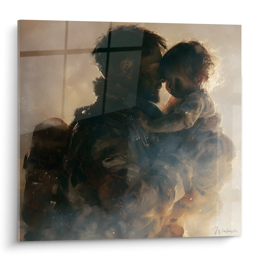 Brown and Gold Firefighter Holding a Child - Overwhelming Reunion - Firefighters Edition