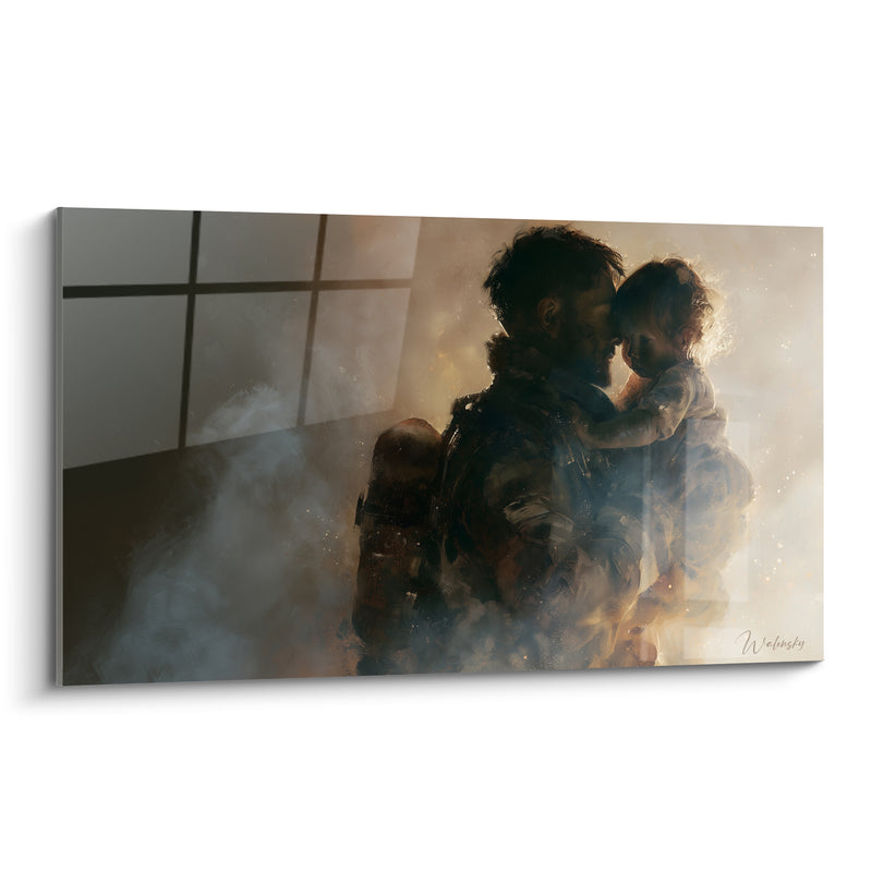 Tableau Pompier tenant un enfant sauvé - Instant de sauvetage - Edition Pompiers
