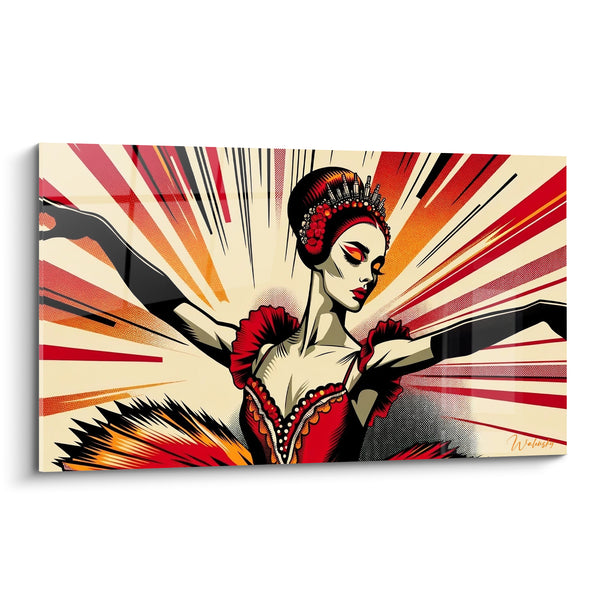 Tableau Danseuse rouge et noire en tutu flamboyant - Envol flamboyant - Edition Pop art abstrait