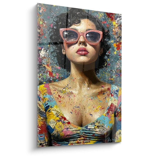 Tableau Pop Art - Portrait Lunettes Roses - édition streetwear
