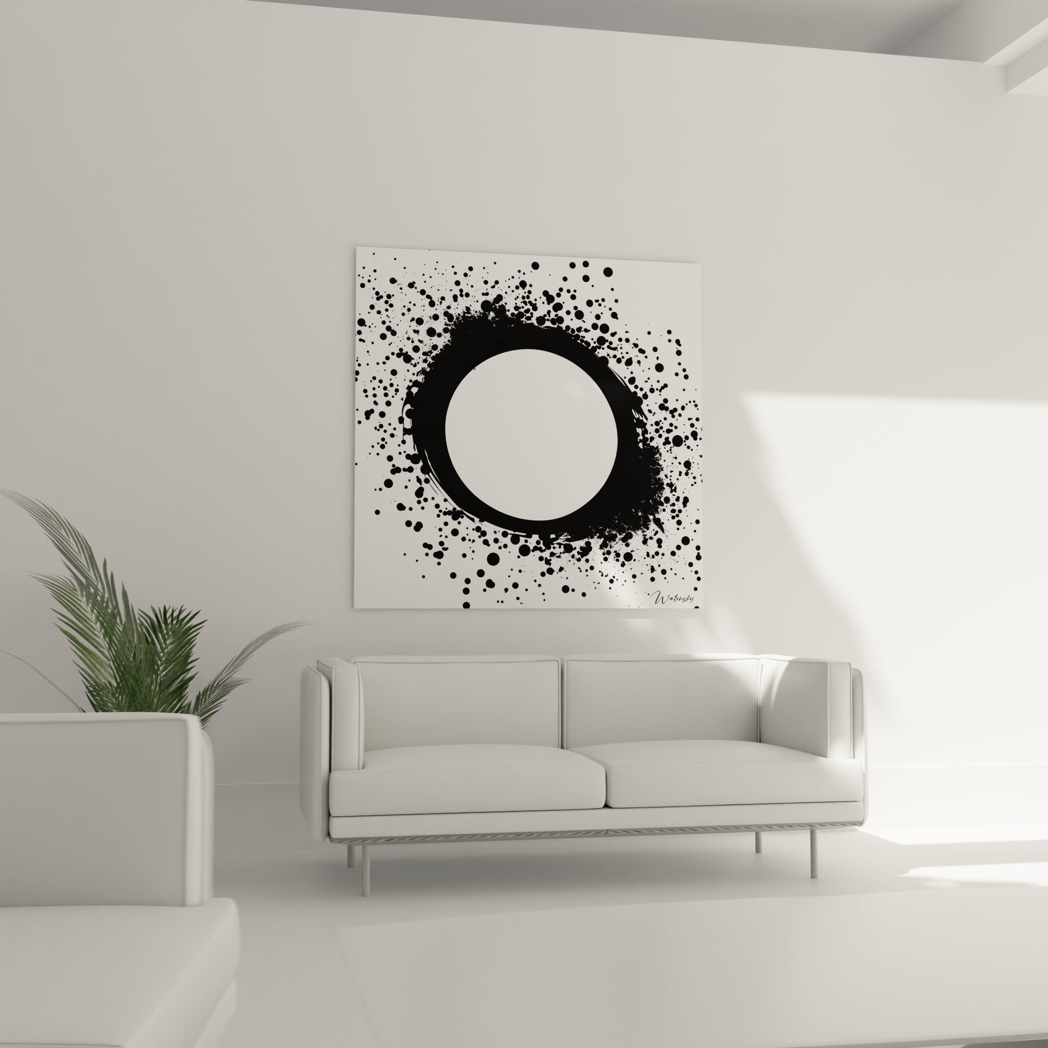 Tableau tacheté noir et blanc Walensky avec un design moderne pour la décoration intérieure