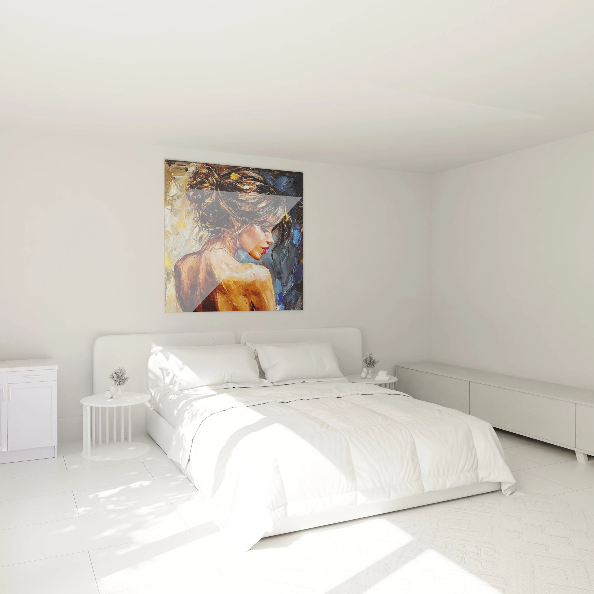 Tableau mural portrait femme impressionniste de Walensky, apportant une touche artistique à la chambre