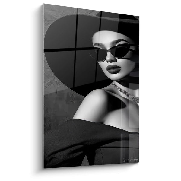 Cuadro Retrato Elegante - El Arte de la Sofisticación - edición moda blanco y negro