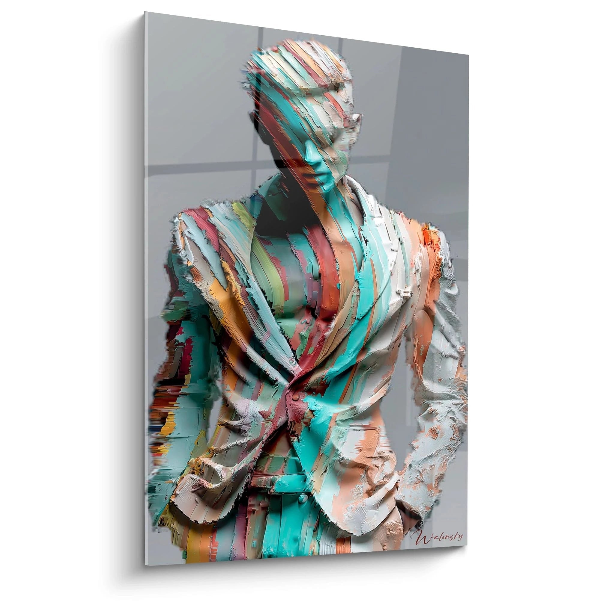 Tableau mural portrait contemporain homme de Walensky avec des couleurs vibrantes et un design abstrait