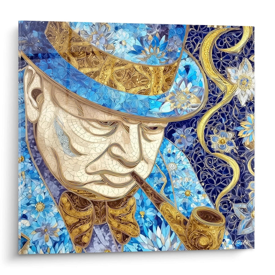 Tableau Portrait Décoratif Gentleman Fleuri - édition Winston Churchill