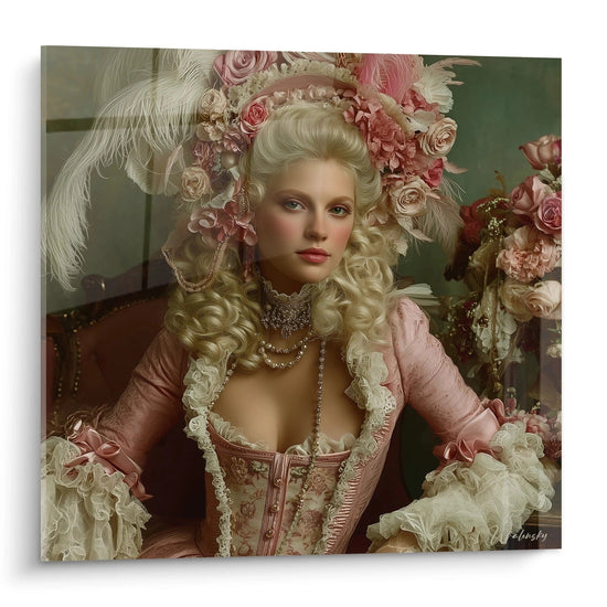 Cuadro Retrato Encaje Rosado - edición María Antonieta