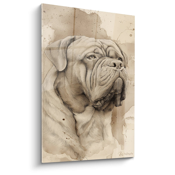 Cuadro Retrato Canino en Tonos Sépia - Mirada Noble - Edición Dogo de Burdeos