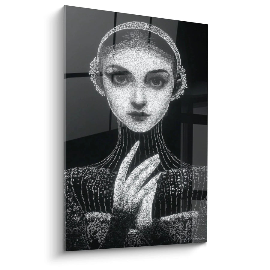 Schilderij Vrouwenportret - Monochromatische Verfijning - zwart-wit mode-editie
