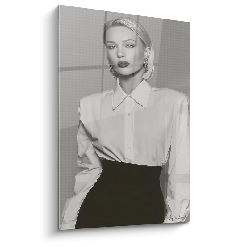 Tableau Portrait Femme - Allure Distinguée - édition mode noir et blanc