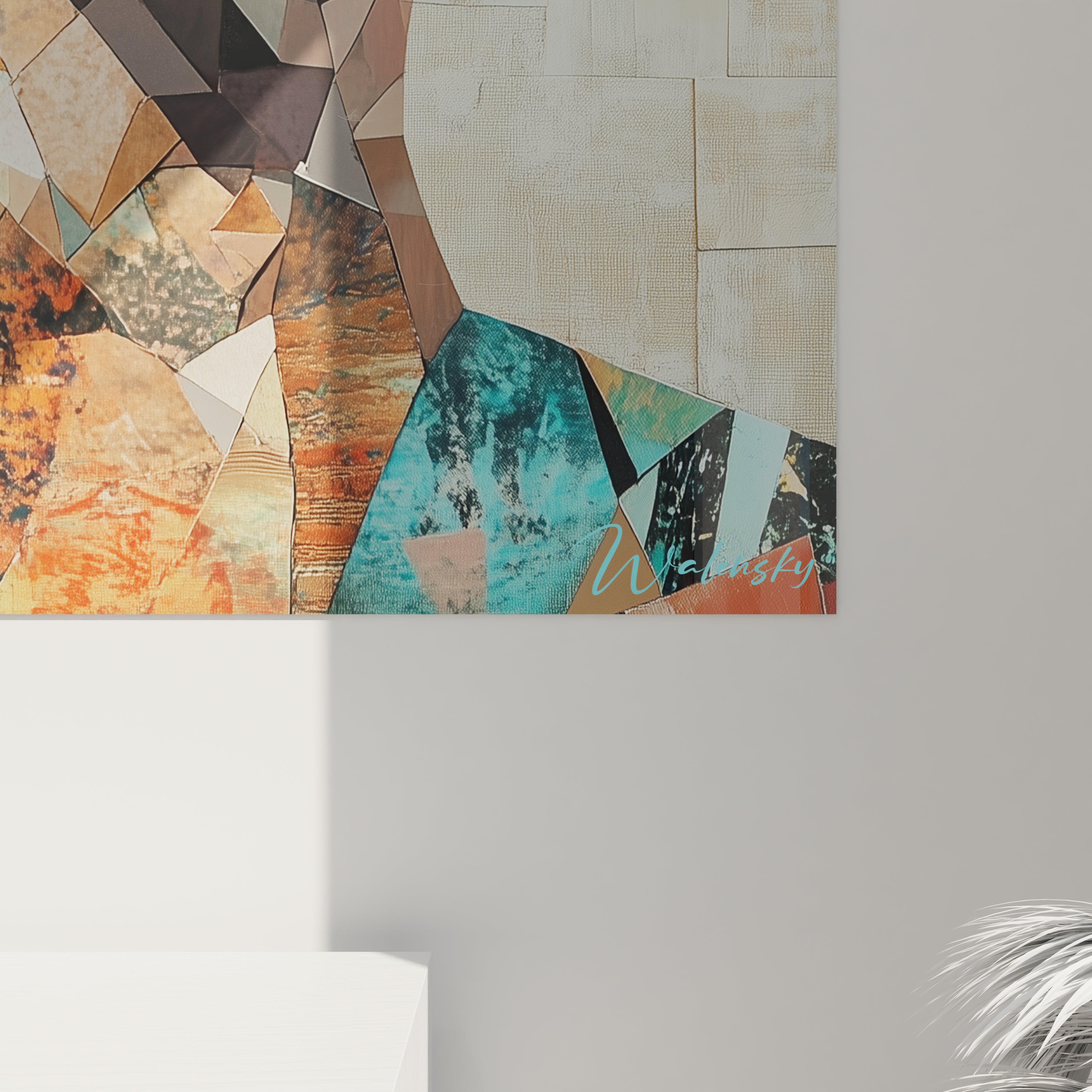 Tableau Egypte mural Walensky aux formes géométriques multicolores pour décoration intérieure