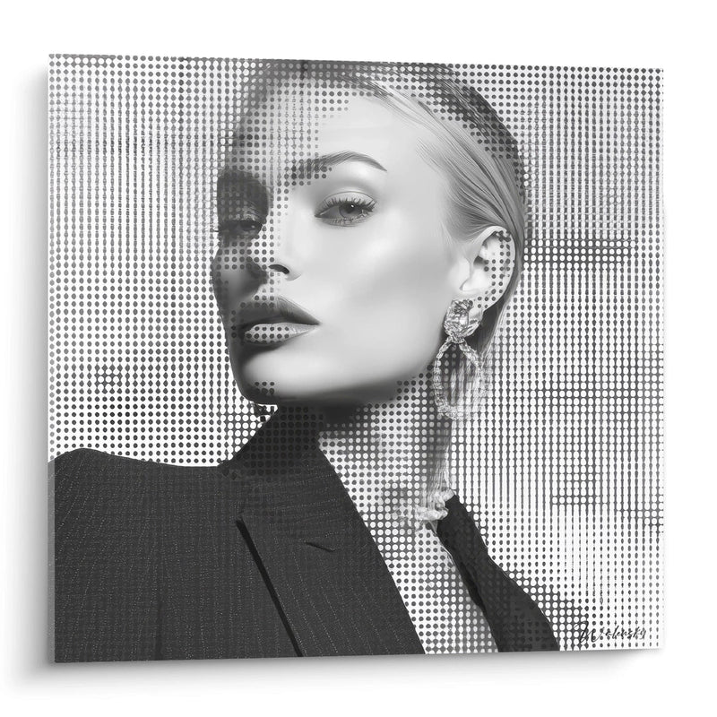 Woman Portrait Painting - Refined Digital Art - Black and White Fashion Edition