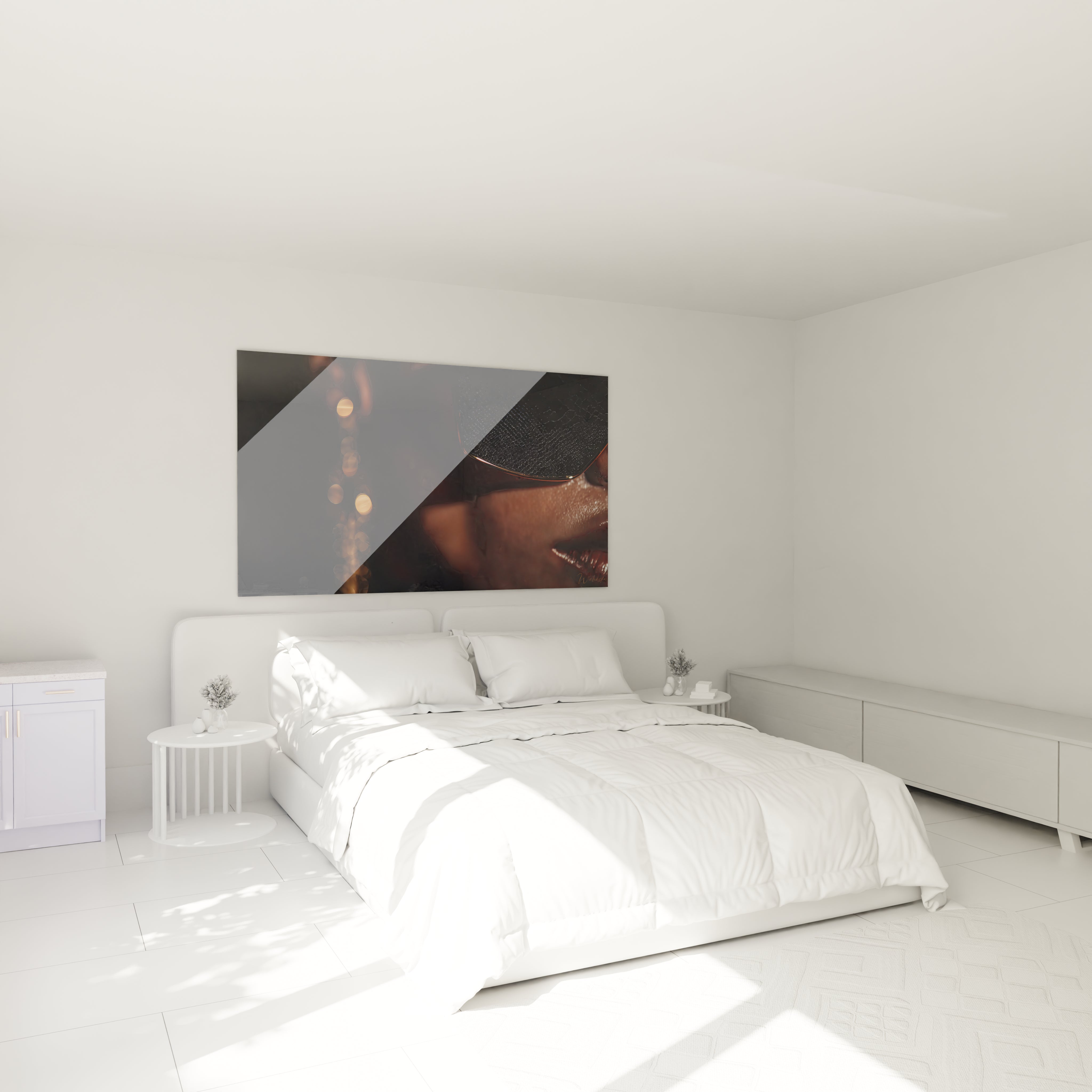 Tableau mural portrait femme élégant avec des reflets modernes pour une décoration contemporaine