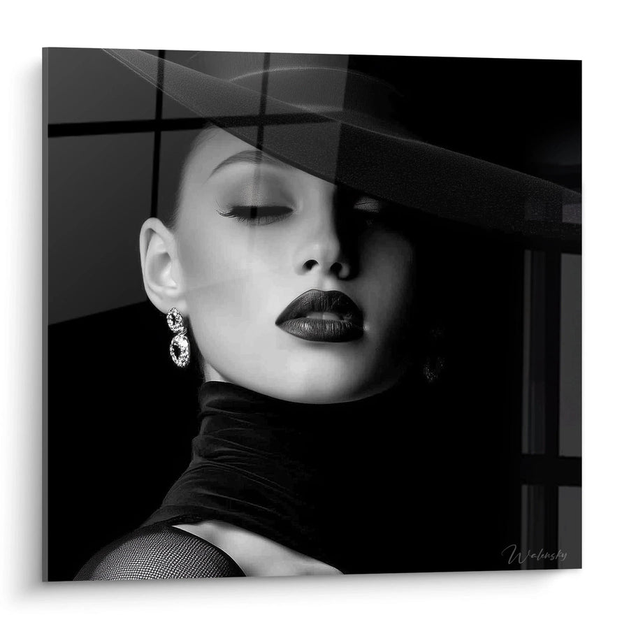 Tableau Portrait Femme - Glamour Intemporel - édition mode noir et blanc