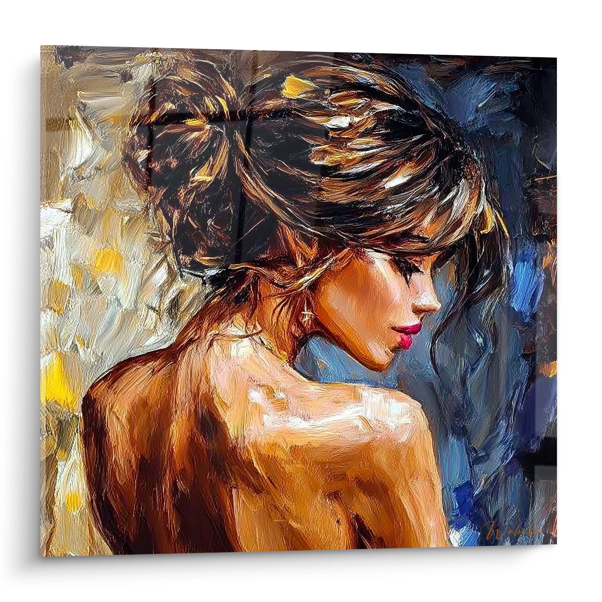 Tableau mural portrait femme impressionniste avec des couleurs vives et un style artistique unique