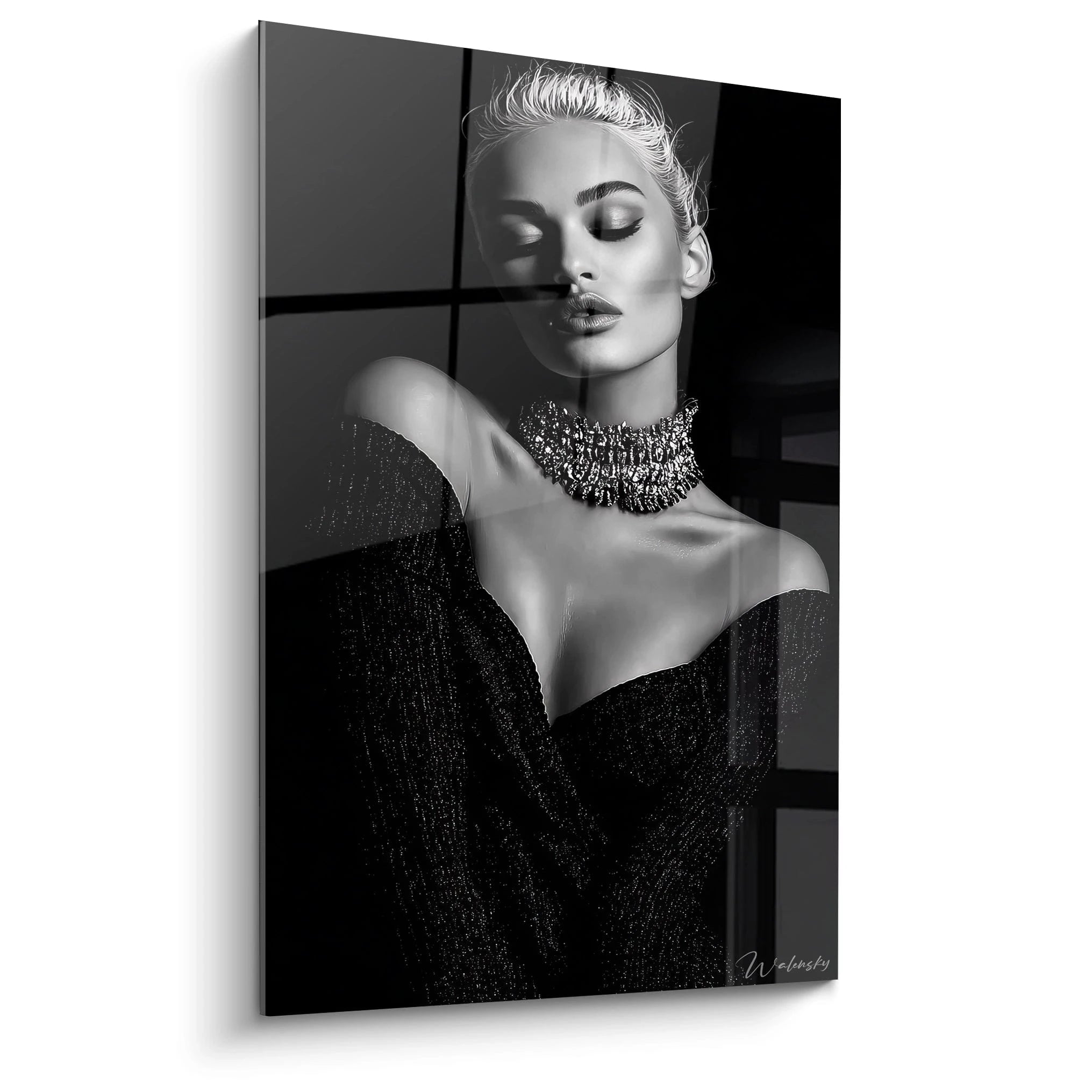 Tableau portrait femme noir et blanc de Walensky avec effet artistique moderne