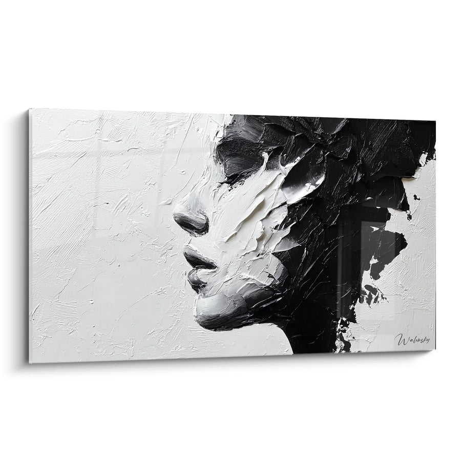 Tableau Portrait Femme Expressif - Mélancolie - Edition visage noir et blanc