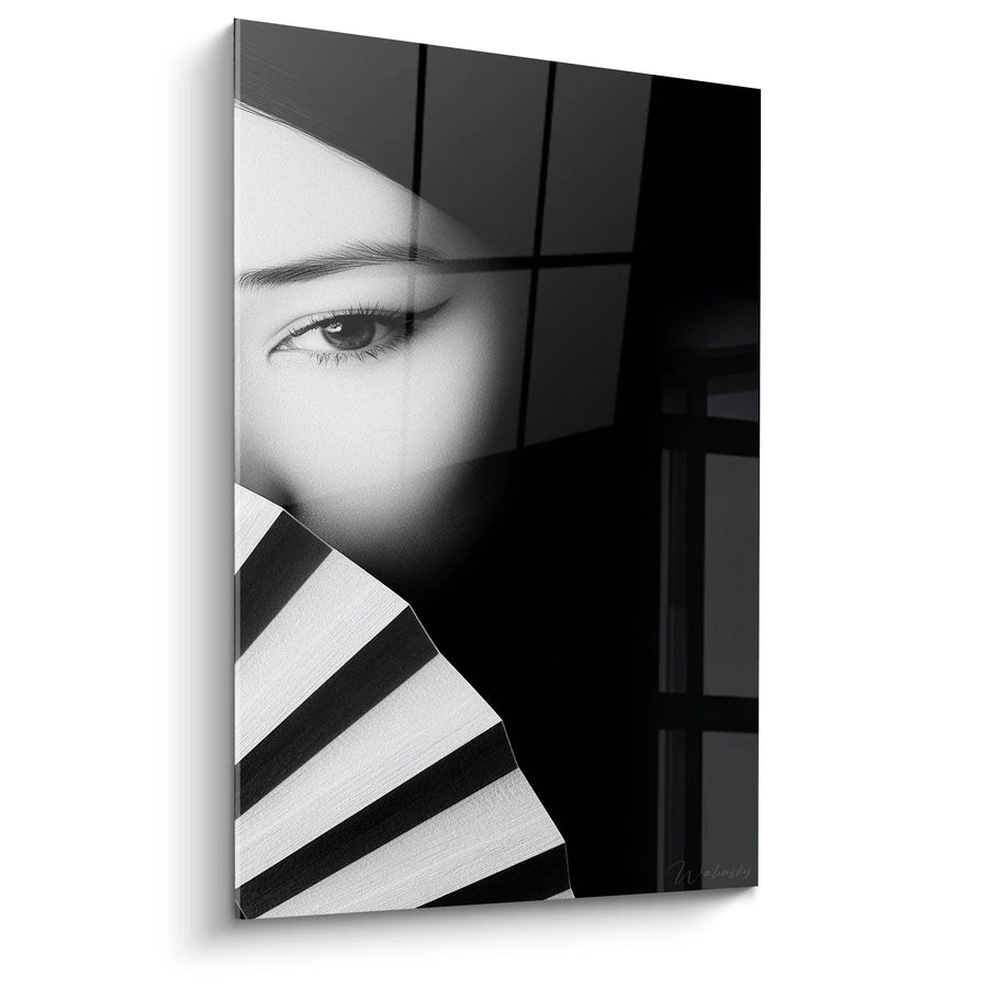 Tableau Portrait Féminin Mystérieux - Regard Captivant - Edition personnages noir et blanc