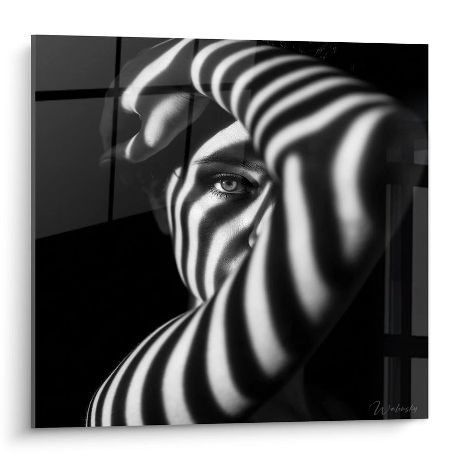 Tableau Femme Ombres Lumineuses - Portrait Mystérieux - Edition visage noir et blanc