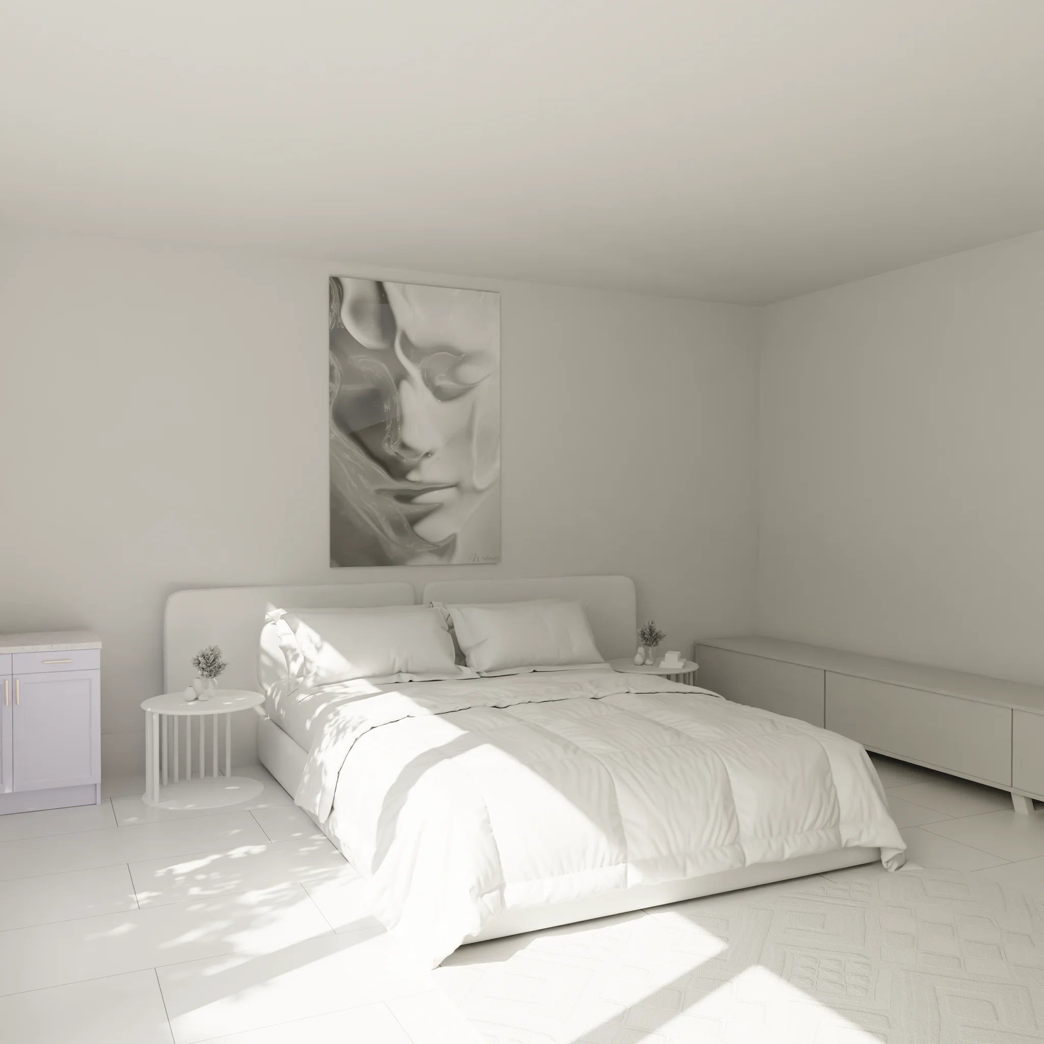 Tableau portrait femme plastique noir blanc déco chambre moderne art contemporain mural