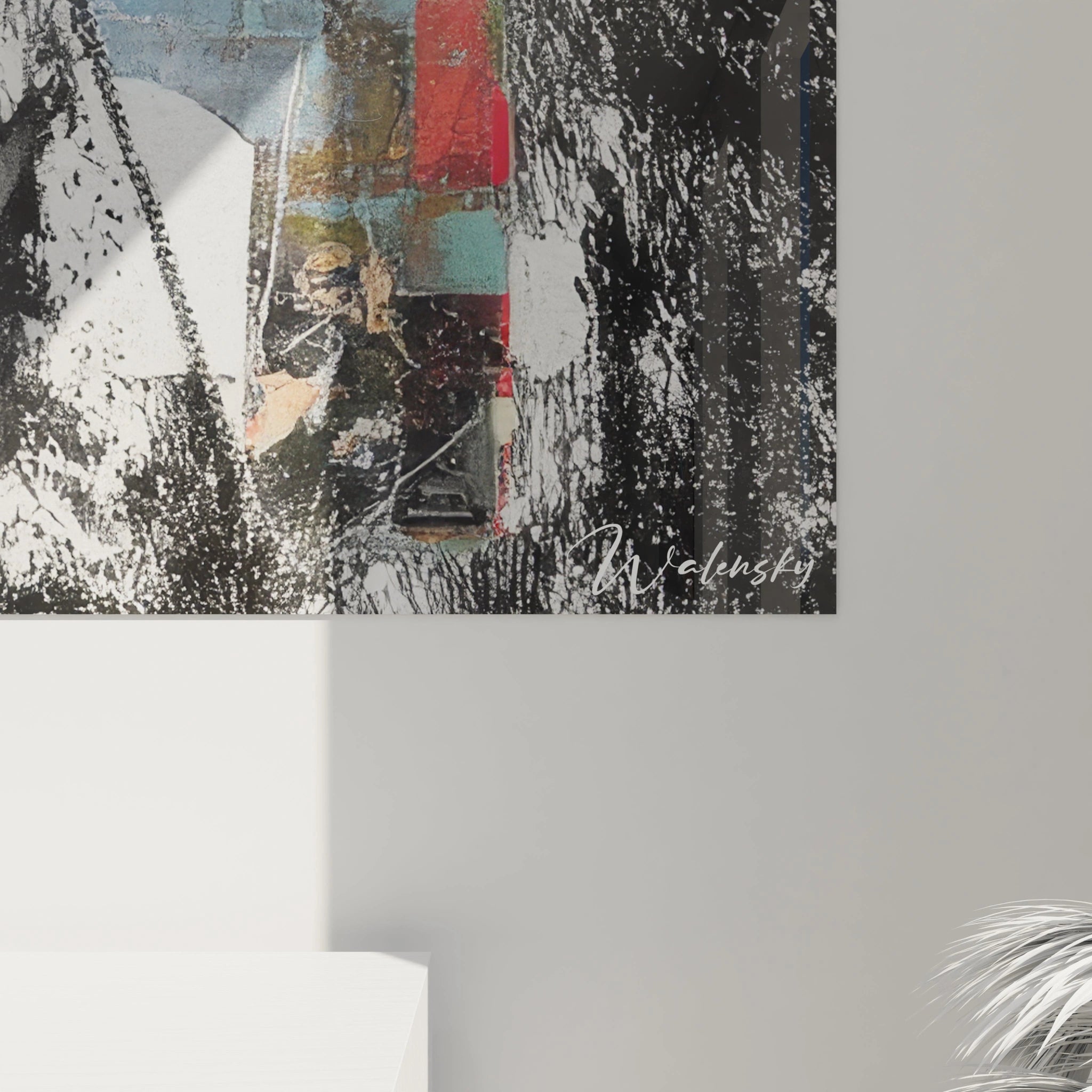 Tableau mural portrait femme vintage de Walensky avec des couleurs vives sur fond noir