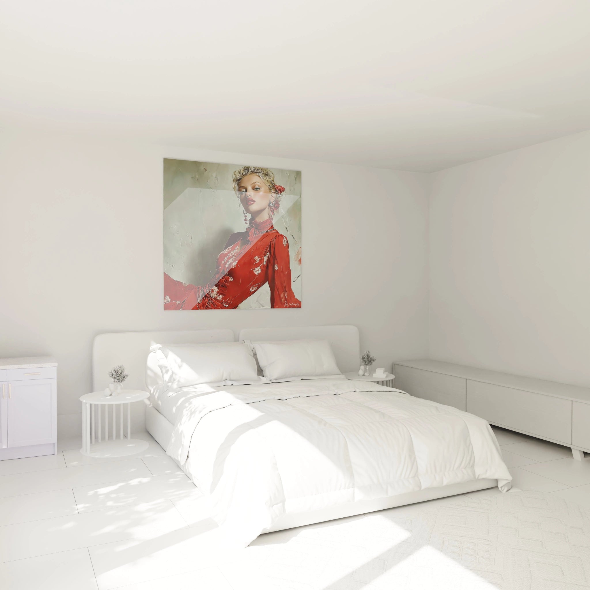 Tableau portrait femme élégant de Walensky dans une chambre sobre et lumineuse