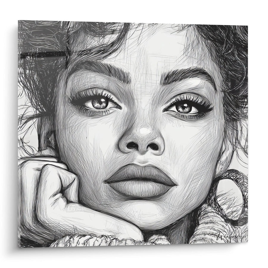Tableau Portrait Femme - Traits Délicats - édition illustration de mode