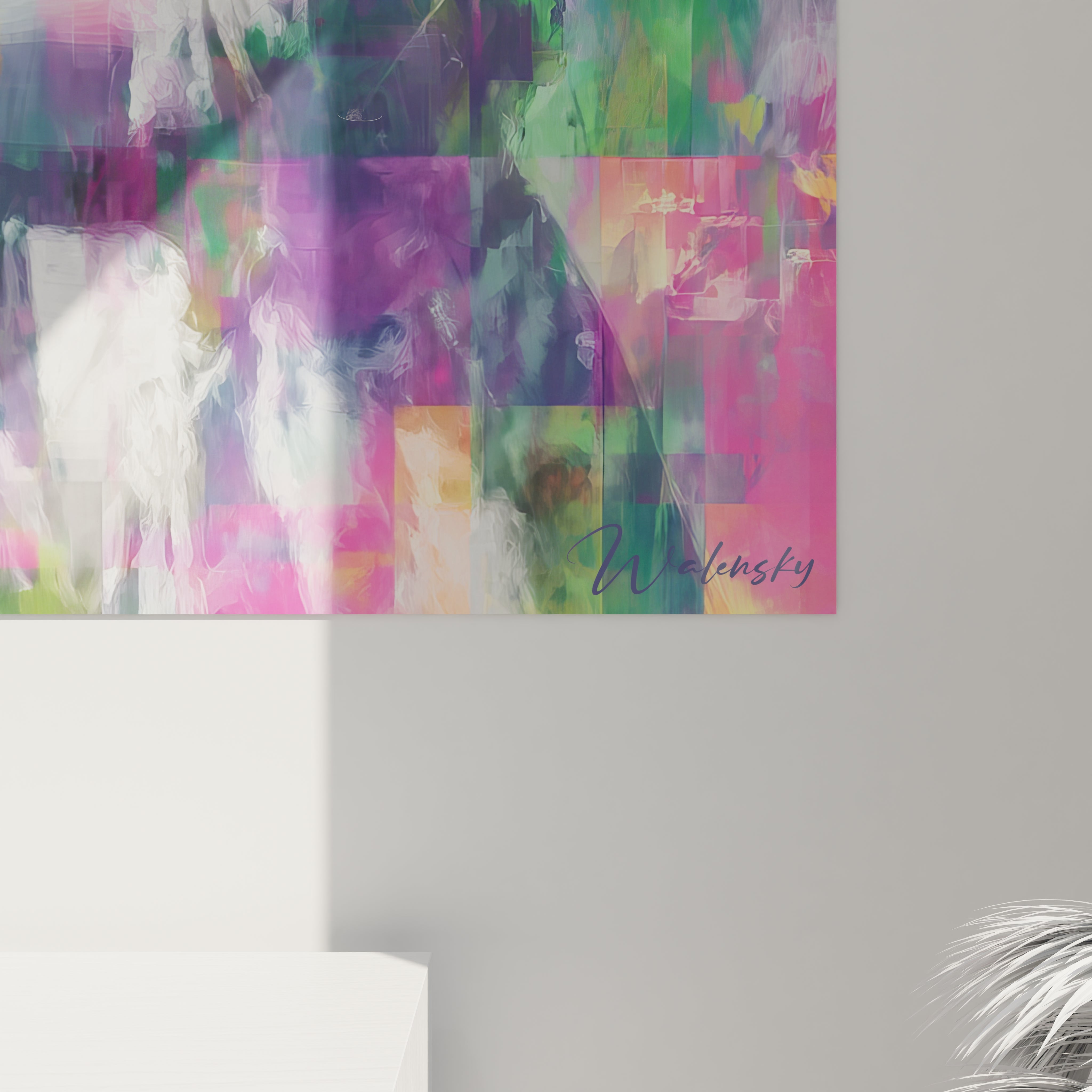 Tableau mural portrait lady pop art de Walensky avec des couleurs vives et abstraites