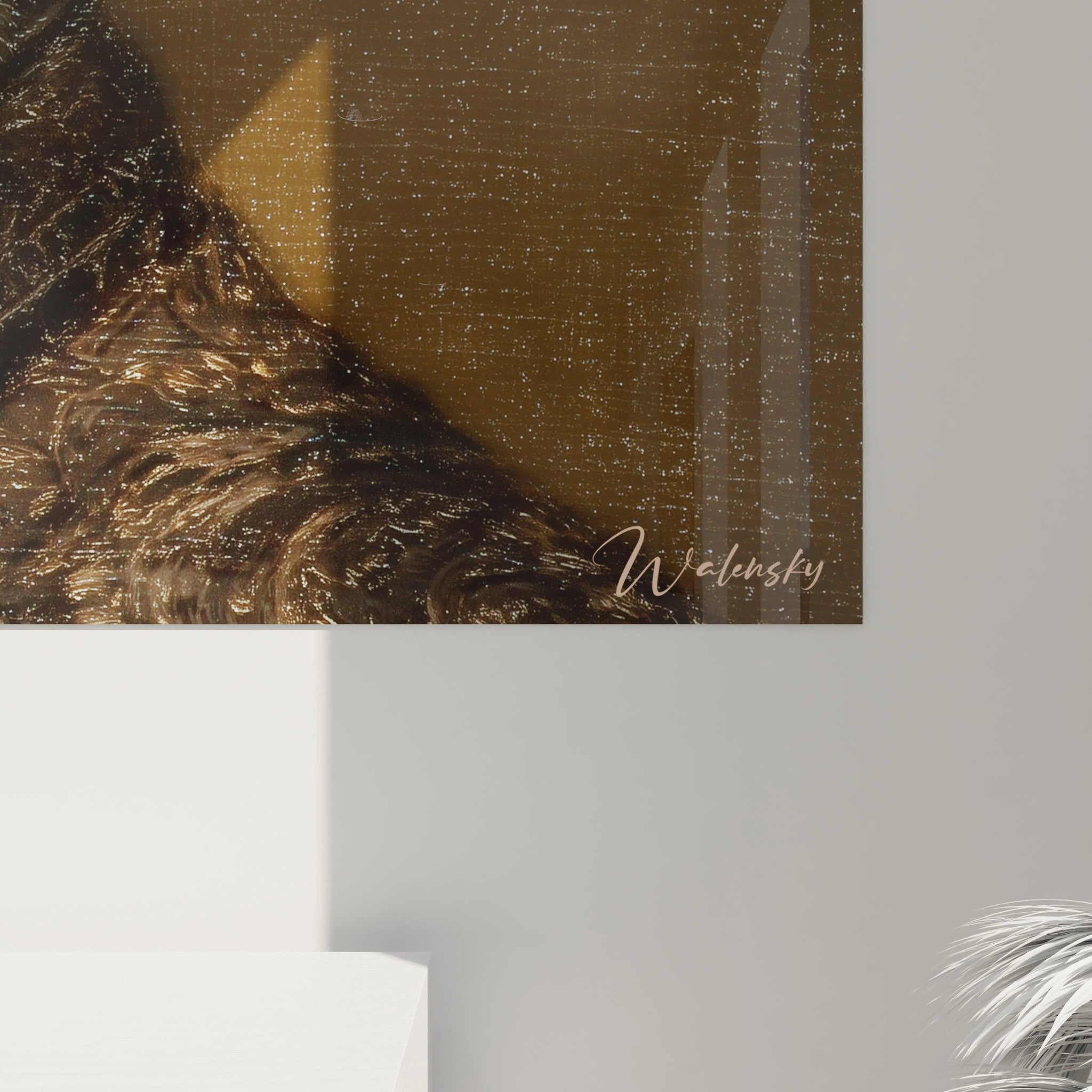 Walensky tableau portrait maître penseur gros plan coin droit, textures dorées, signature visible