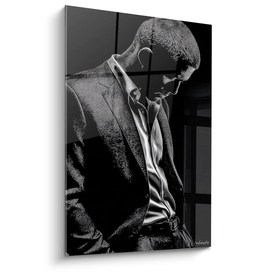 Tableau Portrait Masculin - Le Gentleman Moderne - édition mode noir et blanc