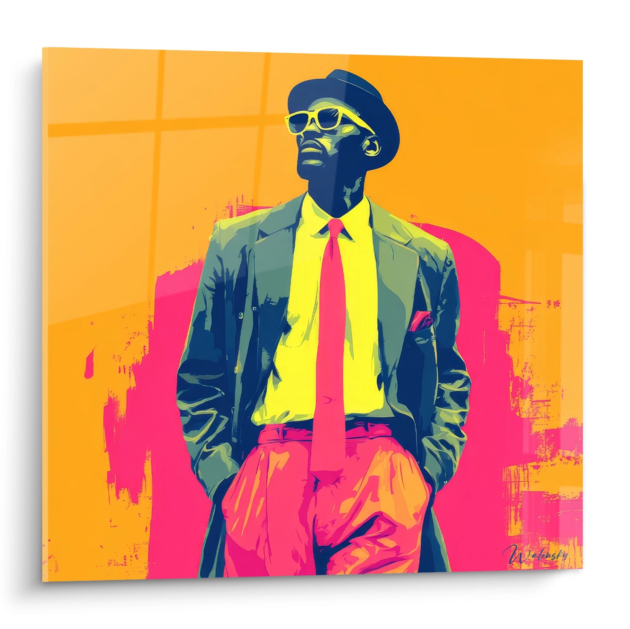Tableau mural portrait mode afro-américain avec une silhouette stylisée en couleurs vives