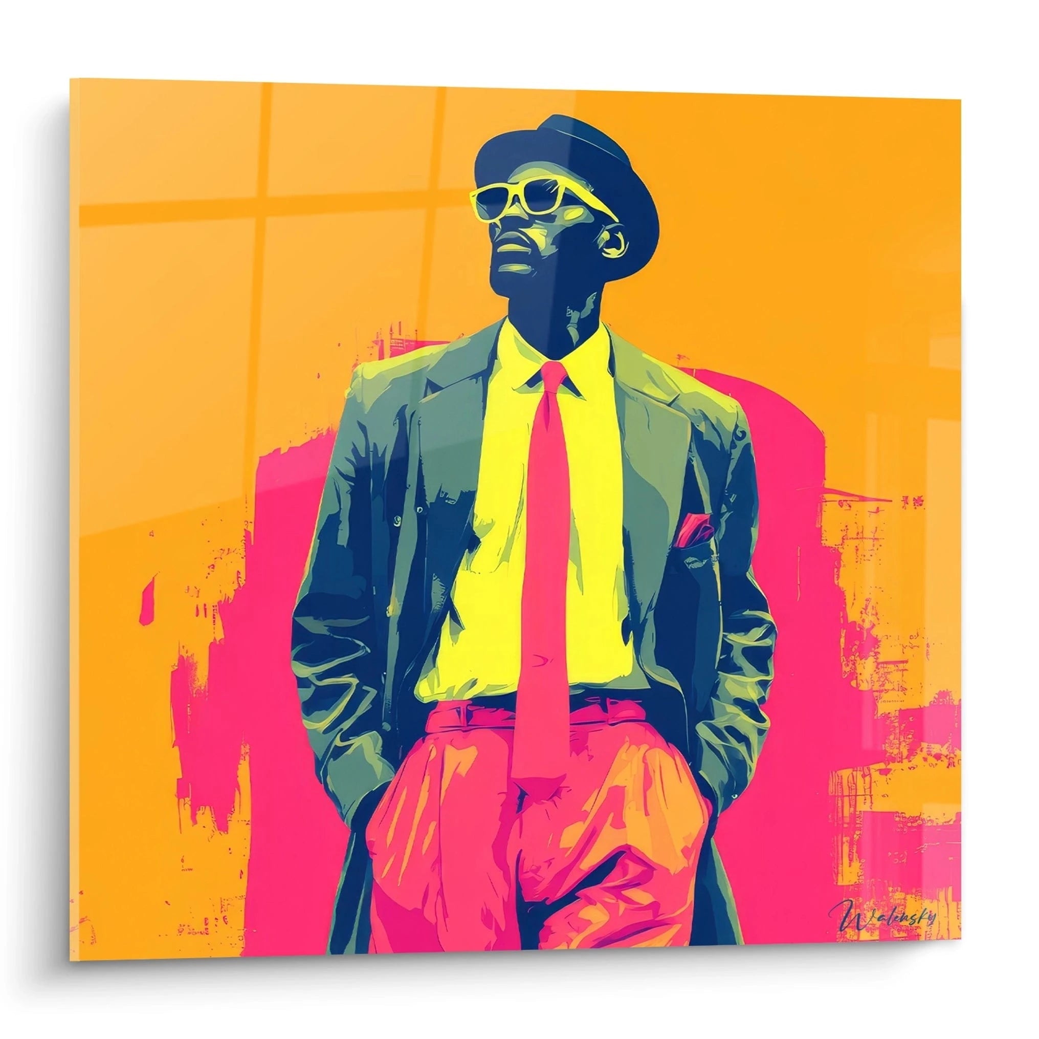 Tableau mural portrait mode afro-américain avec une silhouette stylisée en couleurs vives